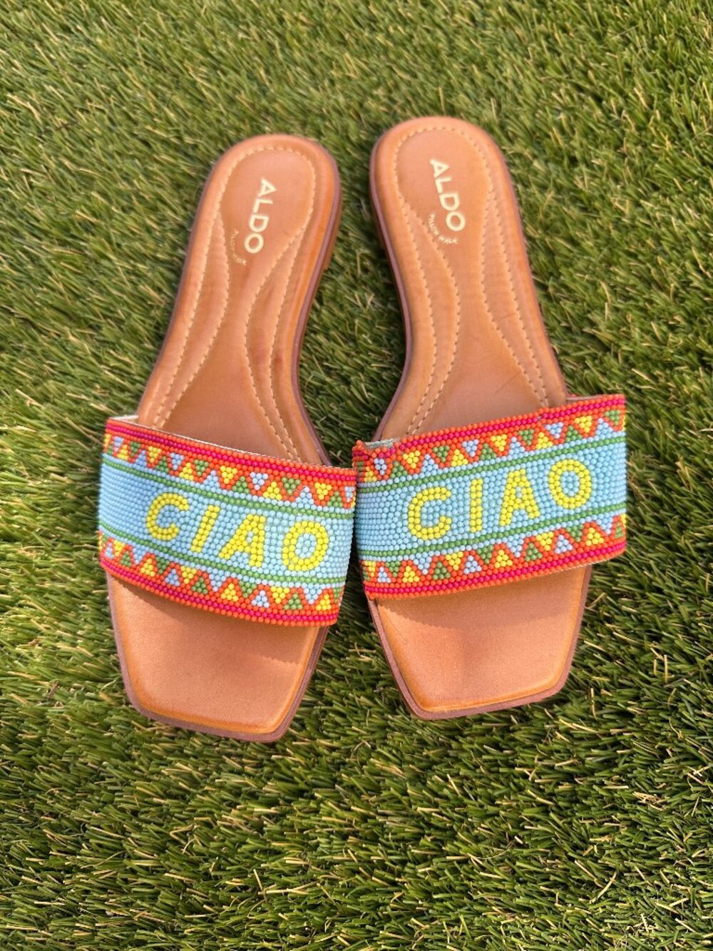 ALDO Ciao Beaded Flat Slide Sandals